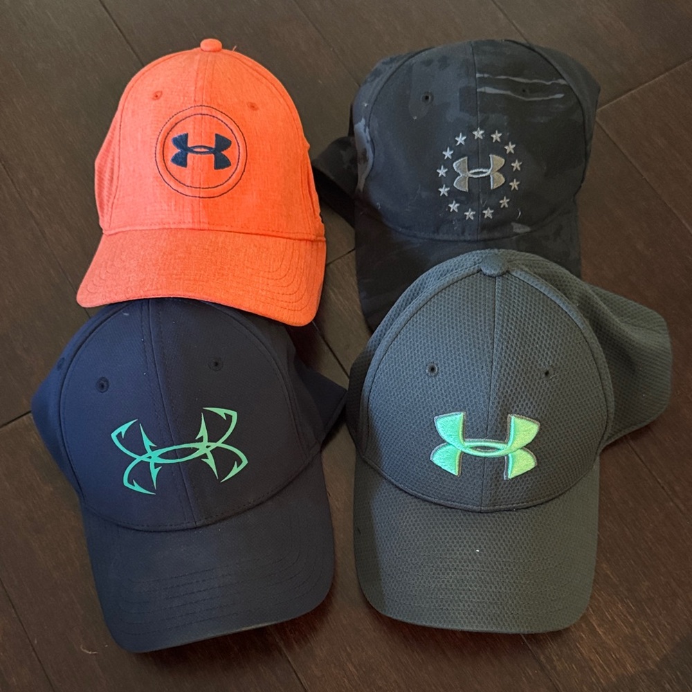 Under Armour Caps in Orange, Black, Navy and Gray